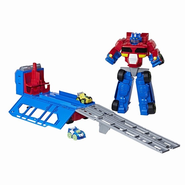 Rescue Bots Optimus remolque y pista de carreras