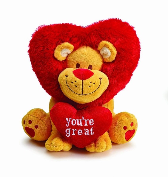León peluche corazón amor y amistad