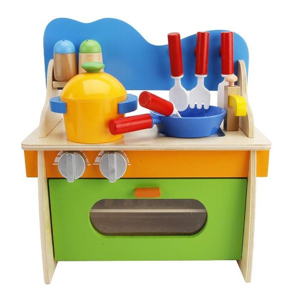 Cocina juguete madera y accesorios
