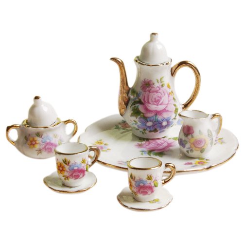 Vajilla miniatura porcelana 8 pcs rosa