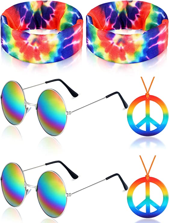 Set de accesorios disfraz Hippie años 60s-70s