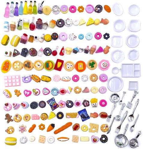 150 Miniaturas alimentos bebidas postres vajillas cubiertos