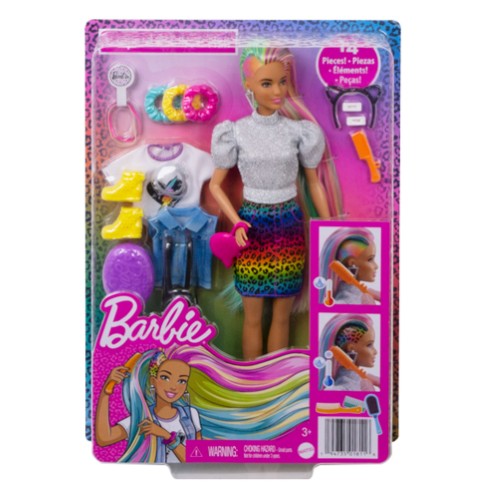 Barbie con peinado leopardo arcoíris GRN80 - vista alternativa