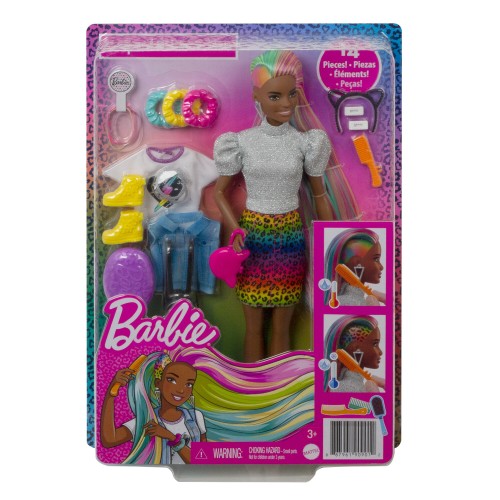 Barbie con peinado leopardo arcoíris GRN82 - vista alternativa