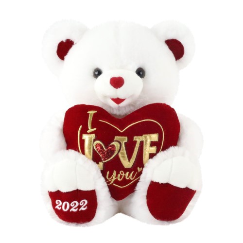 Oso de peluche blanco con corazón y mensaje - vista alternativa